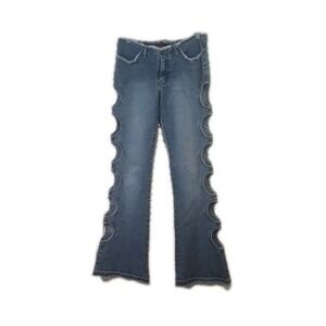 Younique Cutout Flared Jeans Womens SZ 5 Blue Low Rise Boho Hippie 90s VTG Y2K